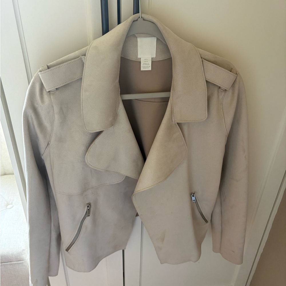 H&M Taupe Suede Moto Jacket